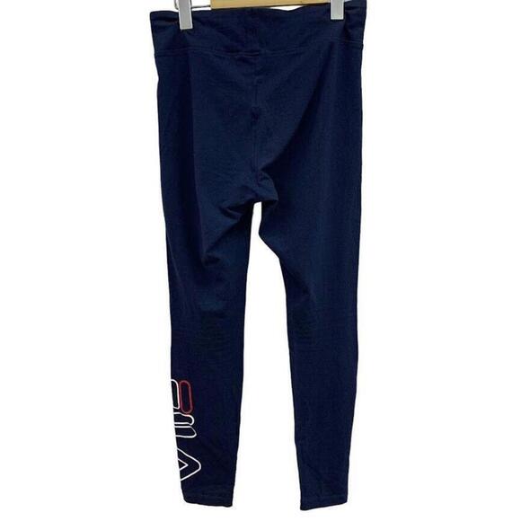 Fila Womens Blue Cotton Pull On Logo Leggings Yoga Activewear Size Small - Picture 2 of 6
